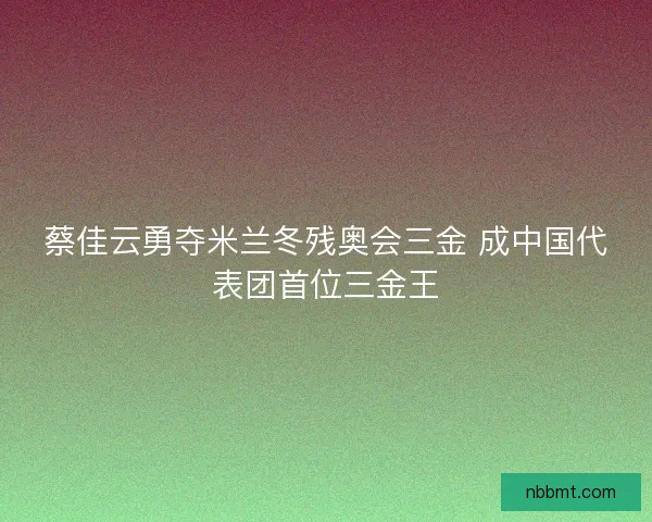 蔡佳云勇夺米兰冬残奥会三金 成中国代表团首位三金王