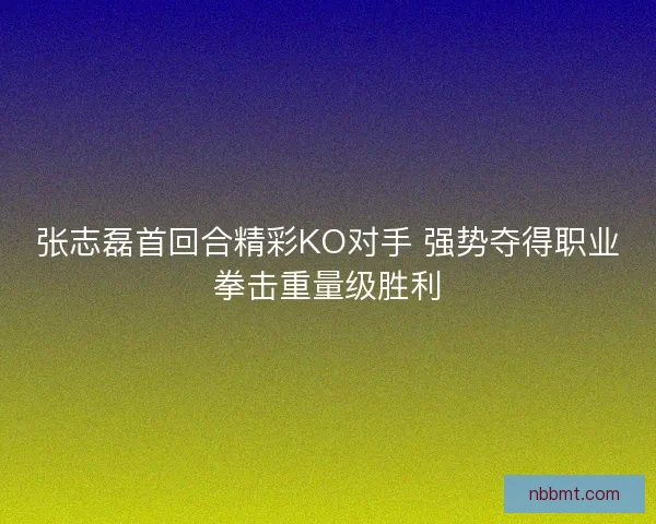 张志磊首回合精彩KO对手 强势夺得职业拳击重量级胜利